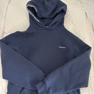 Madhappy navy blue hoodie with white stitching